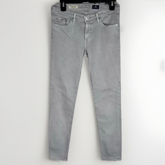 AG Adriano Goldschmied Gray Denim Stevie Ankle Zip Slim Straight Leg Jeans 27R - Picture 1 of 14